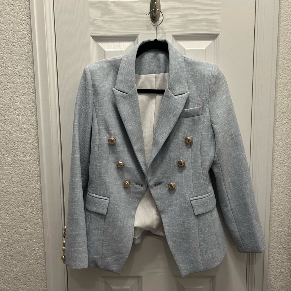 Blue Woven suit jacket size S